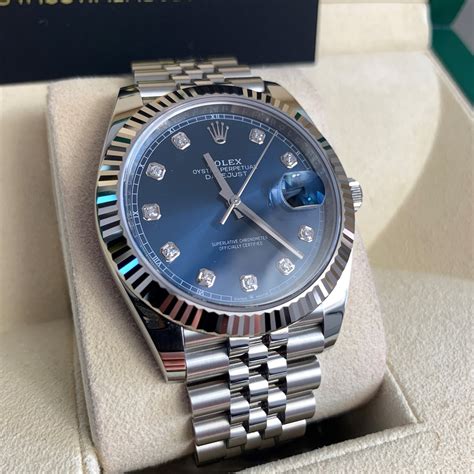 rolex watch blue dial price|Rolex watch with blue face.